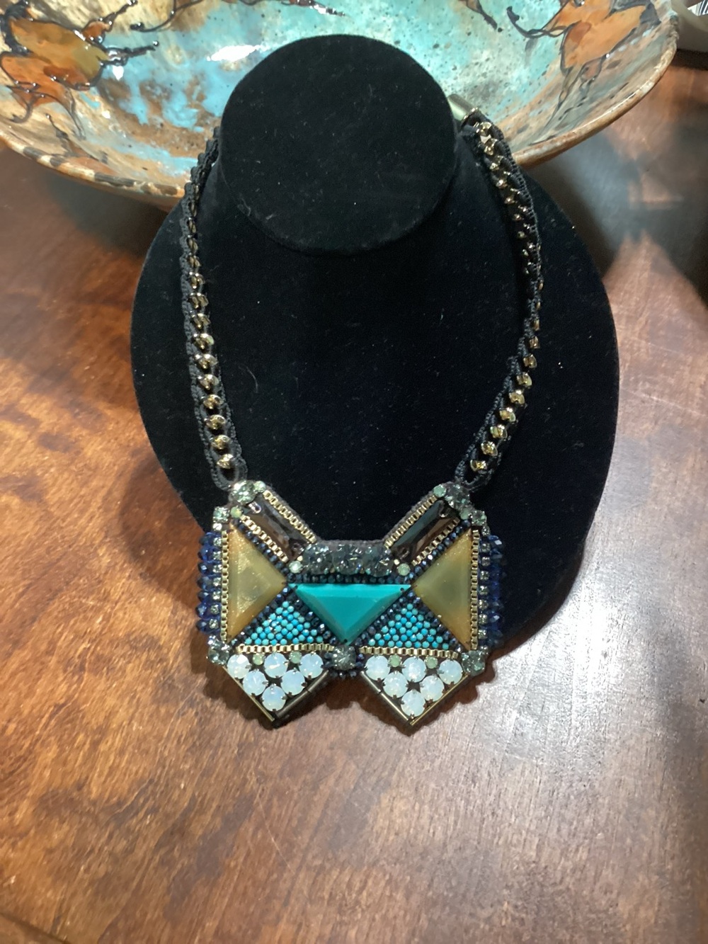 New leather back and braid necklace